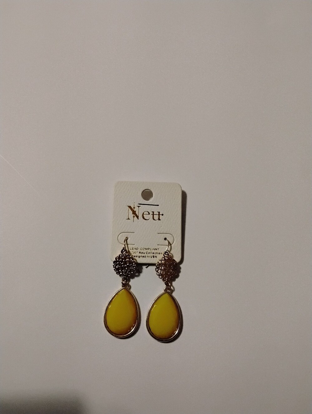 Yellow Teardrop Dangle Earrings